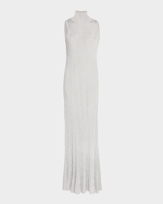 Arden Metallic Knit Turtleneck Maxi Dress
